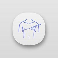 Male breast surgery app icon. UI UX user interface. Gynecomastia. Plastic surgery for men. Male breast contouring. Web or mobile application. Vector isolated illustration