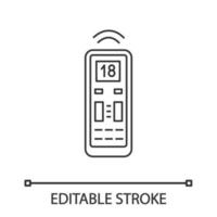 Air conditioner remote control linear icon. Contour symbol. Vector isolated outline drawing. Editable stroke