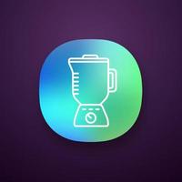 Electric blender with glass pitcher app icon. Stationary blender. Kitchen appliance. UI UX user interface. Web or mobile application. Vector isolated illustration