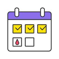 Menstrual calendar color icon. Period tracker. Pregnancy, ovulation calculator and calendar. Isolated vector illustration