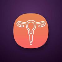 Menstruation app icon. Menstrual bleeding. Vaginal discharge. Female health disorder. UI UX user interface. Web or mobile application. Vector isolated illustration