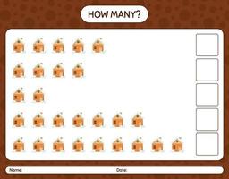 How many counting game with house. worksheet for preschool kids, kids activity sheet vector