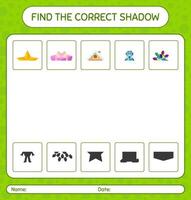 Find the correct shadows game with christmas icon. worksheet for preschool kids, kids activity sheet vector