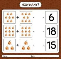 How many counting game with house. worksheet for preschool kids, kids activity sheet vector