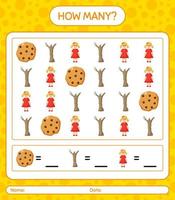 How many counting game with christmas icon. worksheet for preschool kids, kids activity sheet vector