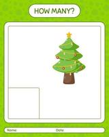 cuantos juegos de conteo con arbol de navidad. hoja de trabajo para niños en edad preescolar, hoja de actividades para niños vector