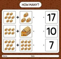 How many counting game with gingerbread cookie. worksheet for preschool kids, kids activity sheet vector