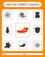 Find the correct shadows game with santa's sleigh. worksheet for preschool kids, kids activity sheet
