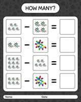 How many counting game with string light. worksheet for preschool kids, kids activity sheet vector