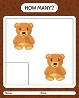 How many counting game with teddy bear. worksheet for preschool kids, kids activity sheet vector