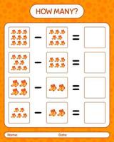 How many counting game with sock. worksheet for preschool kids, kids activity sheet vector