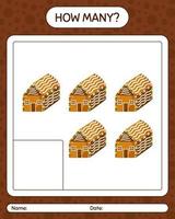 How many counting game with gingerbread cookie. worksheet for preschool kids, kids activity sheet vector