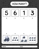 How many counting game with sock. worksheet for preschool kids, kids activity sheet vector