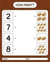 How many counting game with gingerbread cookie. worksheet for preschool kids, kids activity sheet vector