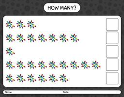 How many counting game with string light. worksheet for preschool kids, kids activity sheet vector