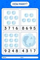 How many counting game with full moon. worksheet for preschool kids, kids activity sheet vector