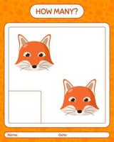 How many counting game with red fox. worksheet for preschool kids, kids activity sheet vector