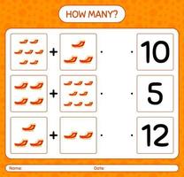 How many counting game with santa's sleigh. worksheet for preschool kids, kids activity sheet vector