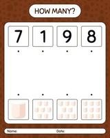 How many counting game with marshmallow. worksheet for preschool kids, kids activity sheet vector