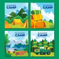 Summer Camp Element Social Media Posts vector