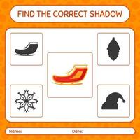 Find the correct shadows game with santa's sleigh. worksheet for preschool kids, kids activity sheet