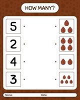 How many counting game with pine cone. worksheet for preschool kids, kids activity sheet vector