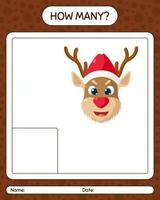 How many counting game with reindeer. worksheet for preschool kids, kids activity sheet vector