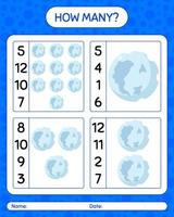 How many counting game with full moon. worksheet for preschool kids, kids activity sheet vector