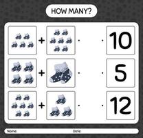 How many counting game with sock. worksheet for preschool kids, kids activity sheet vector