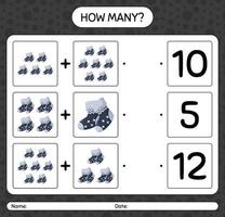 How many counting game with sock. worksheet for preschool kids, kids activity sheet vector