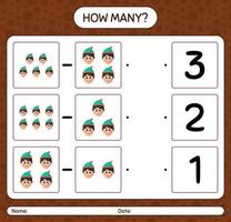 How many counting game with boys. worksheet for preschool kids, kids activity sheet vector