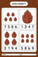 How many counting game with pine cone. worksheet for preschool kids, kids activity sheet vector