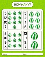 How many counting game with christmas ornament. worksheet for preschool kids, kids activity sheet vector