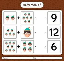 How many counting game with boys. worksheet for preschool kids, kids activity sheet vector