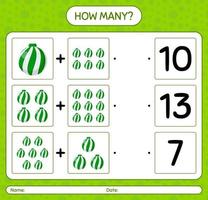 How many counting game with christmas ornament. worksheet for preschool kids, kids activity sheet vector