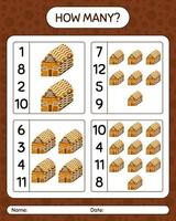 How many counting game with gingerbread cookie. worksheet for preschool kids, kids activity sheet vector