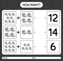 How many counting game with string light. worksheet for preschool kids, kids activity sheet vector