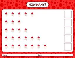 How many counting game with , santa claus. worksheet for preschool kids, kids activity sheet vector