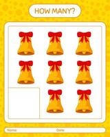 How many counting game with bell. worksheet for preschool kids, kids activity sheet vector