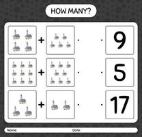 How many counting game with church. worksheet for preschool kids, kids activity sheet vector