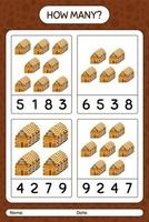 How many counting game with gingerbread cookie. worksheet for preschool kids, kids activity sheet vector