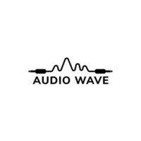 plantilla de diseño de logotipo de onda de audio, concepto de logotipo de conector de cable, blanco y negro vector