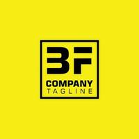 plantilla de diseño de logotipo alfabético de letra bf, concepto de logotipo cuadrado, rectángulo, fondo amarillo, caja negra, limpieza simple, moda, empresa comercial vector