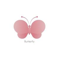 Beautiful Flying Butterfly with rounded wings isolated on white background. Pink Thulian Flamingo Marshmallow Pastel Color Gradient. Suitable for beauty and fashion product vector