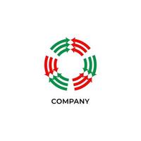Three layers of red and green arrows spinning. Logo design template. Recycle logo concept isolated on white background vector