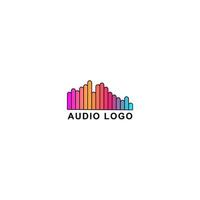 logotipo visual de espectro de ondas de audio, vector de diseño de barra de espectro redondeado, plantilla de logotipo de audio, colorido