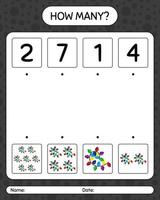 How many counting game with string light. worksheet for preschool kids, kids activity sheet vector