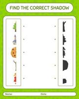 Find the correct shadows game with christmas icon. worksheet for preschool kids, kids activity sheet vector