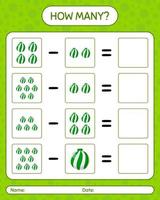 How many counting game with christmas ornament. worksheet for preschool kids, kids activity sheet vector