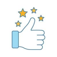 Like color icon. Thumbs up. Good, nice, ok hand gesture. Social media button. Rating, ranking. Isolated vector illustration